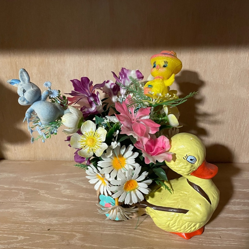 Vintage Handmade Easter Spring Ceramic Planter